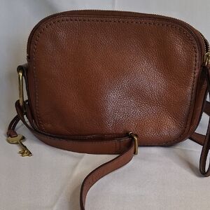 Fossil Tan Leather Crossbody Bag